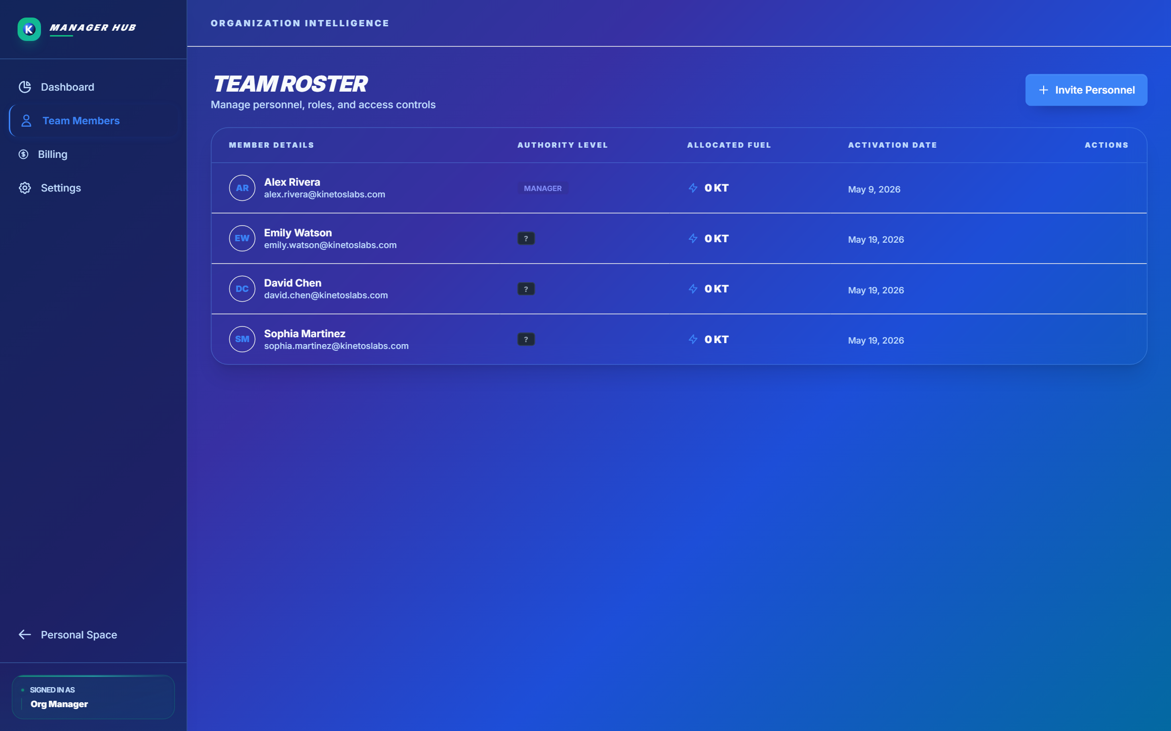 NextOrbit team member invitations and participant management.